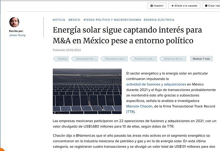 Energa solar sigue captando inters para M&A en Mxico pese a entorno poltico